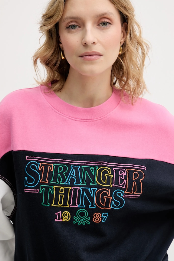 United Colors of Benetton felpa in cotone x Stranger Things blu navy 33NVD10BB