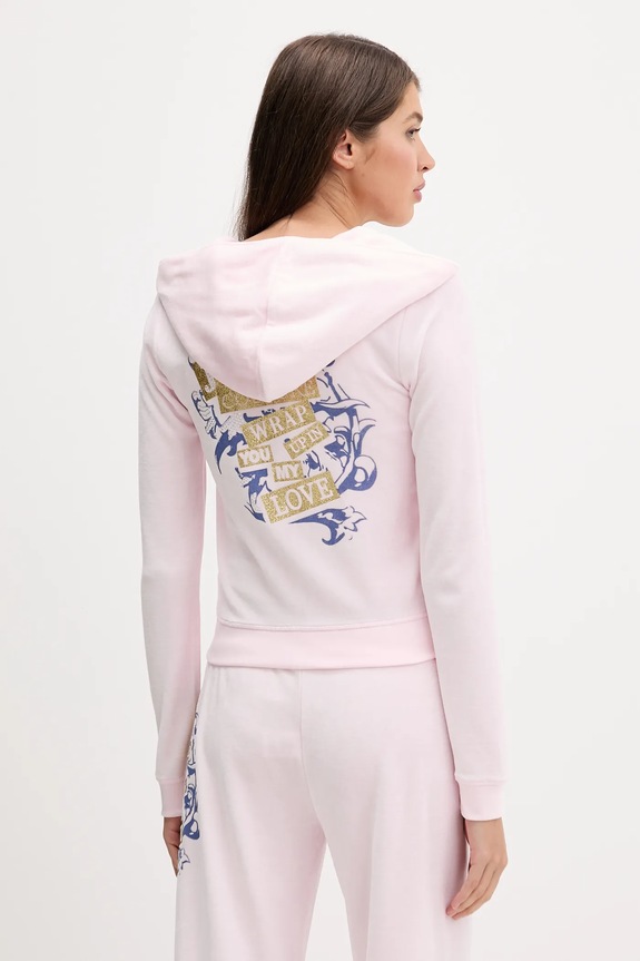 Oblečenie Velúrová mikina Juicy Couture Wrap You Up JCNAS126451 ružová