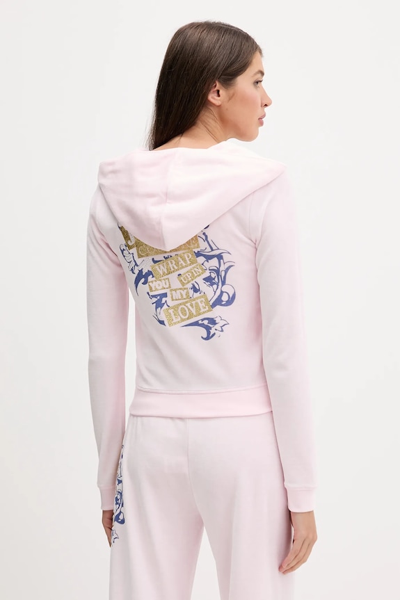 Oblečenie Velúrová mikina Juicy Couture Wrap You Up JCNAS126451 ružová