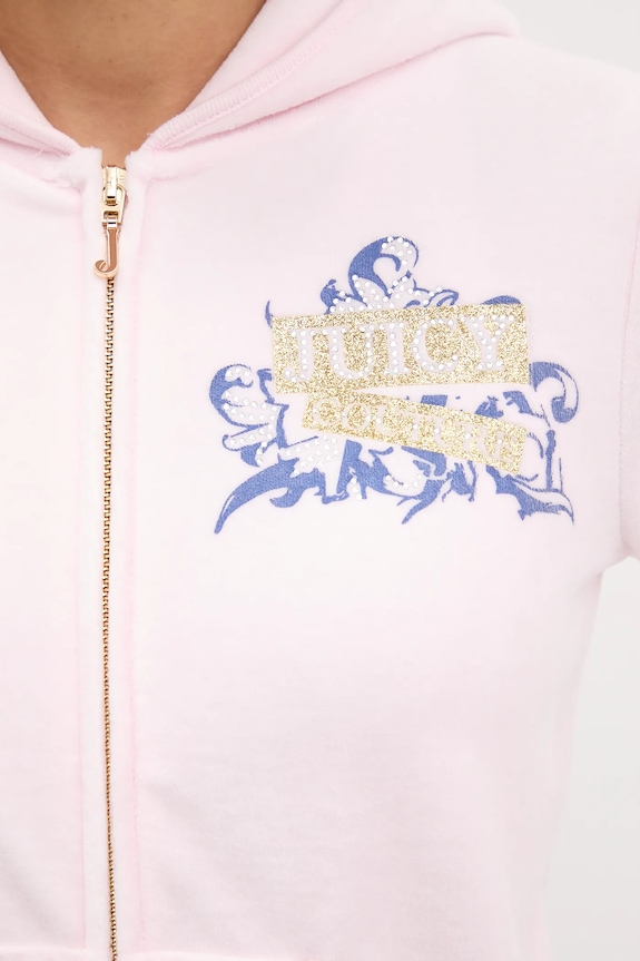 Velúrová mikina Juicy Couture Wrap You Up JCNAS126451 ružová