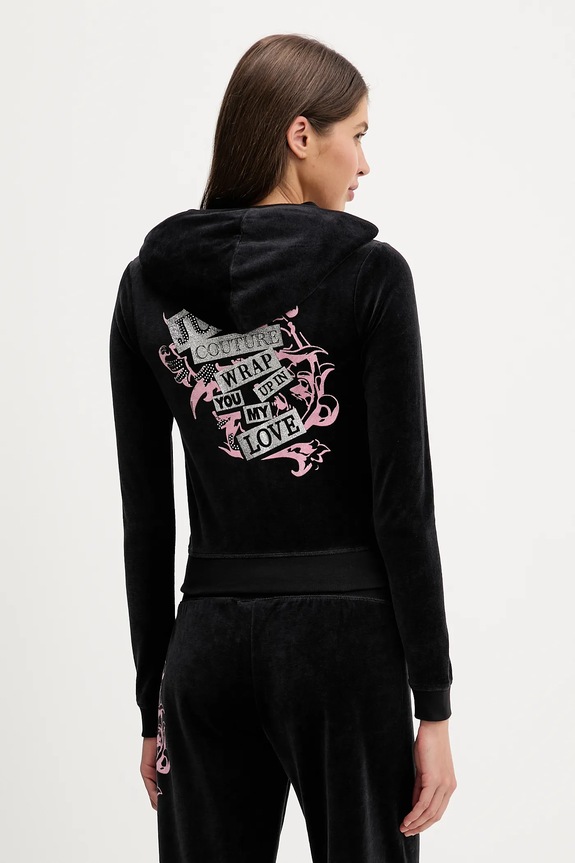 Oblečenie Velúrová mikina Juicy Couture Wrap You Up JCNAS126451 čierna