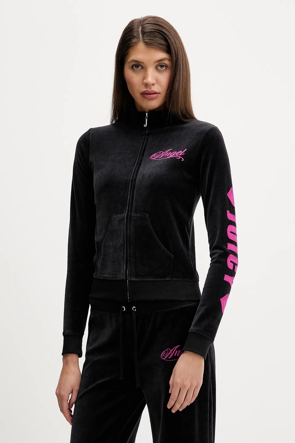 Velúrová mikina Juicy Couture Angel potlač čierna JCNAS126453