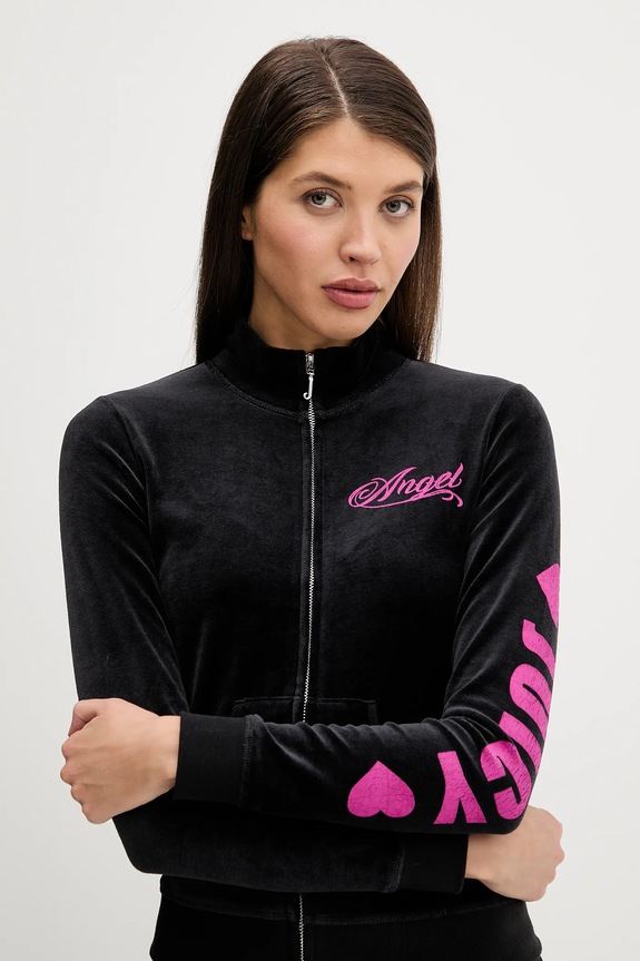 Velúrová mikina Juicy Couture Angel čierna JCNAS126453