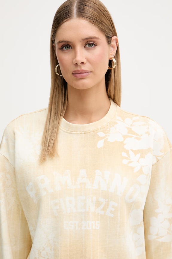 ERMANNO Firenze bluza damska bawełniana beżowy D48EM016EB2