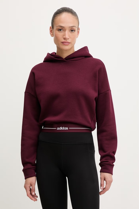 adidas Performance hanorac cu glugă pentru femei burgundia KC7665