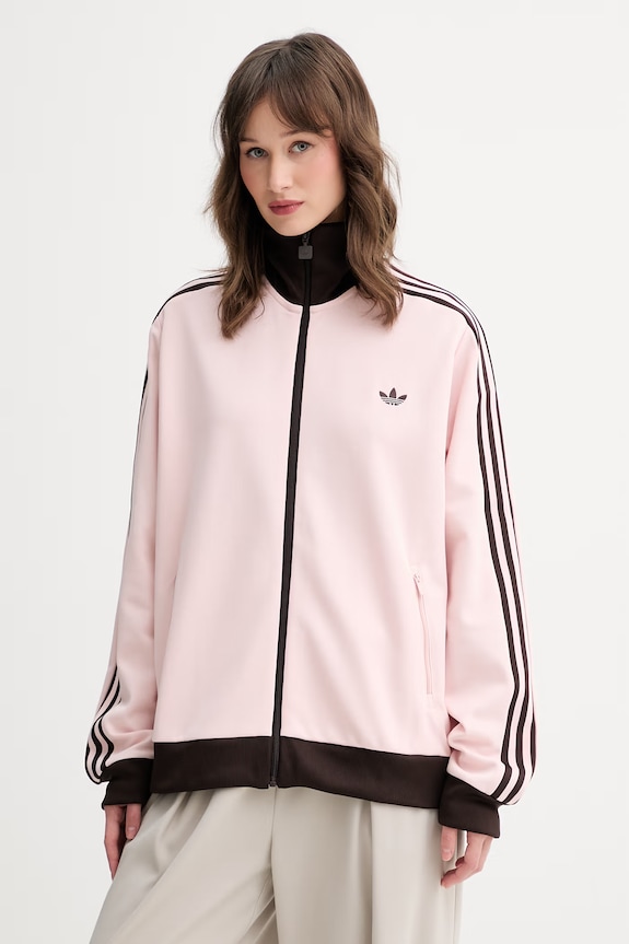 adidas Originals Μπλούζα με κουμπιά γυναικεία με βαμβάκι ροζ KC6854
