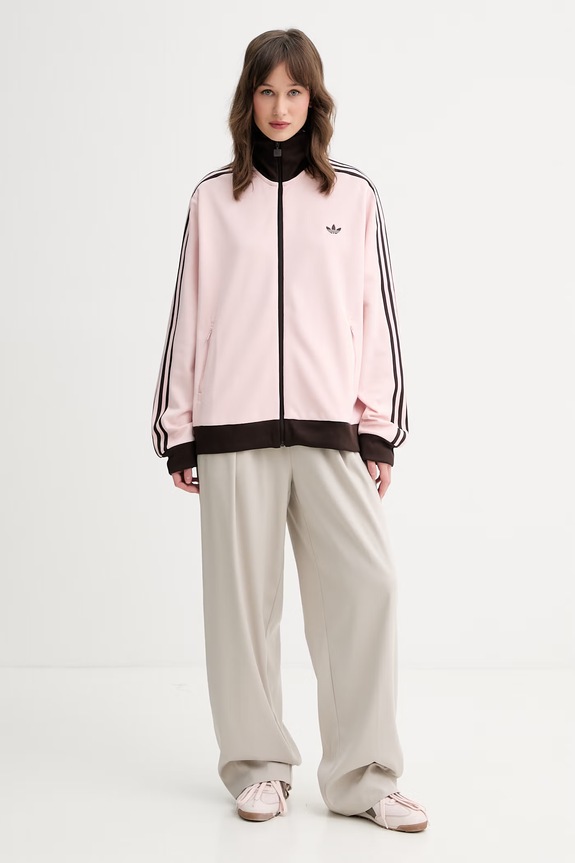 adidas Originals Μπλούζα με κουμπιά γυναικεία με βαμβάκι KC6854 ροζ SS26