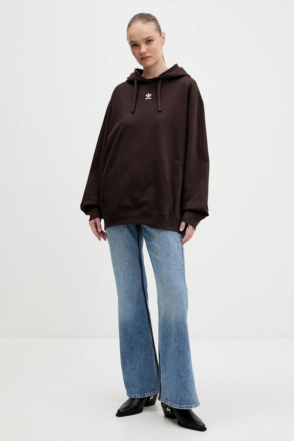Βαμβακερή μπλούζα adidas Originals KC9145 καφέ SS26