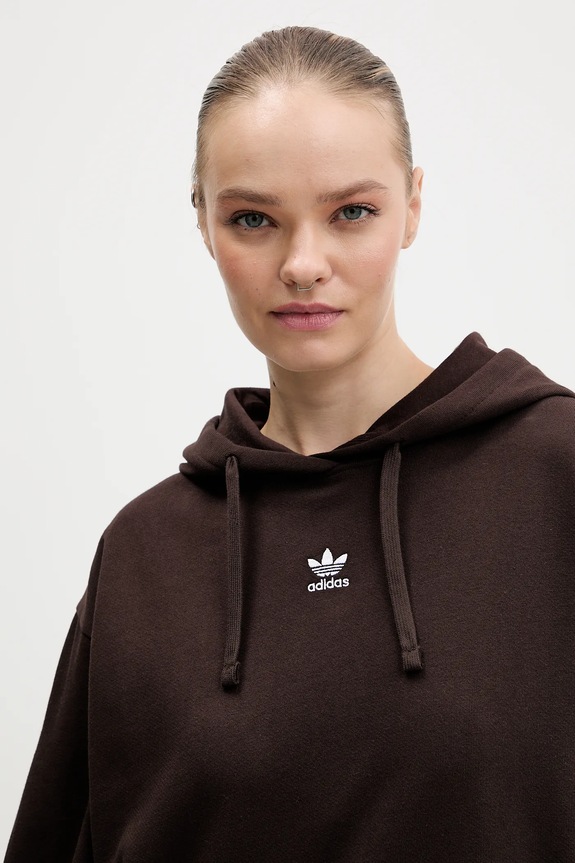 Βαμβακερή μπλούζα adidas Originals καφέ KC9145