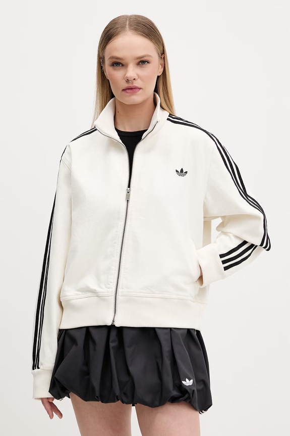 adidas Originals hanorac cu fermoar de damă Firebird imprimeu bej KD2892