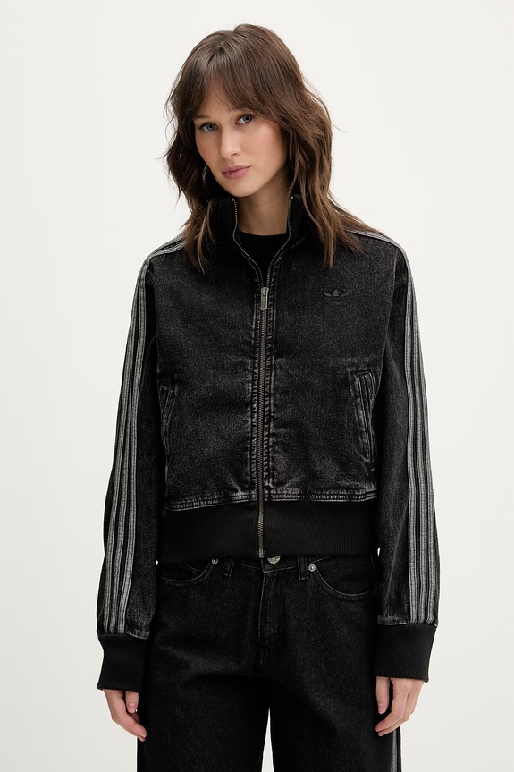 Rifľová bunda adidas Originals Firebird nezateplené čierna KD2898