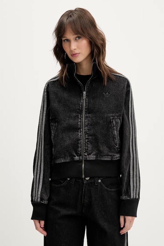 Rifľová bunda adidas Originals Firebird nezateplené čierna KD2898