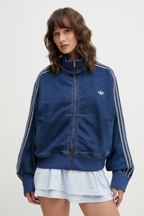 adidas Originals geacă jeans Firebird cu captuseala albastru KD2913
