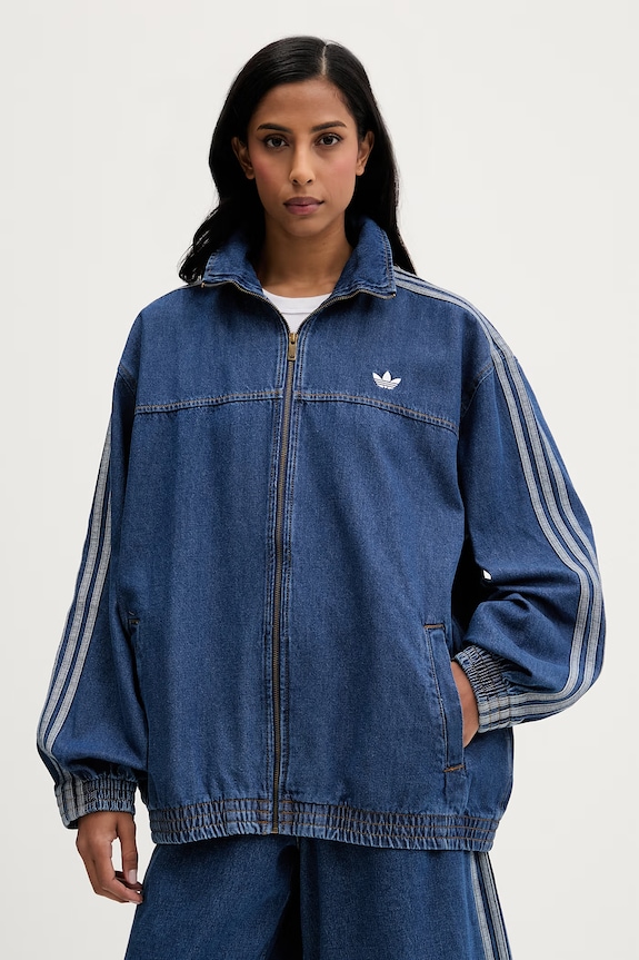 adidas Originals jachetă de damă din denim Firebird necaptusit albastru KD2920