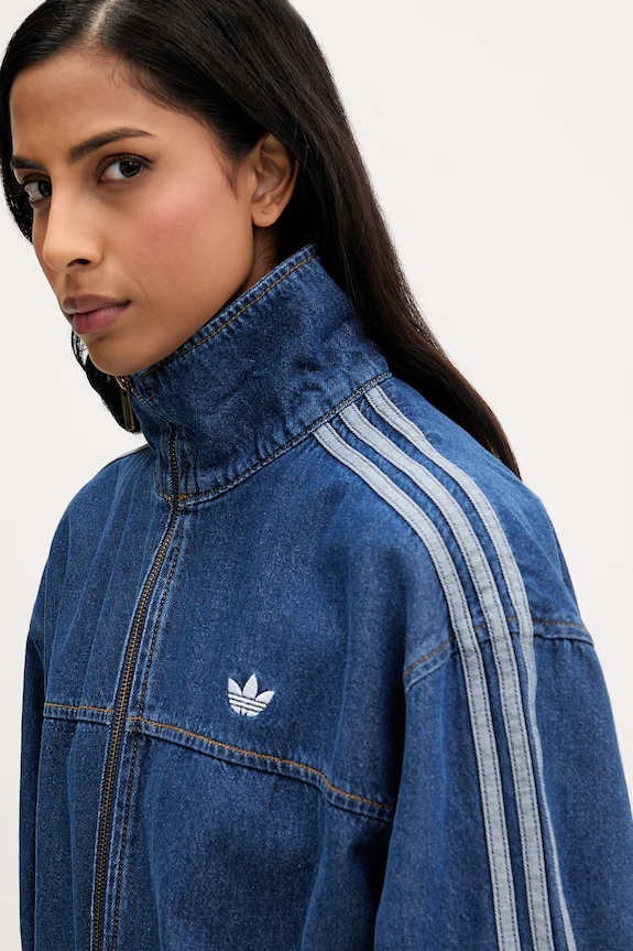 adidas Originals jachetă de damă din denim Firebird albastru KD2920