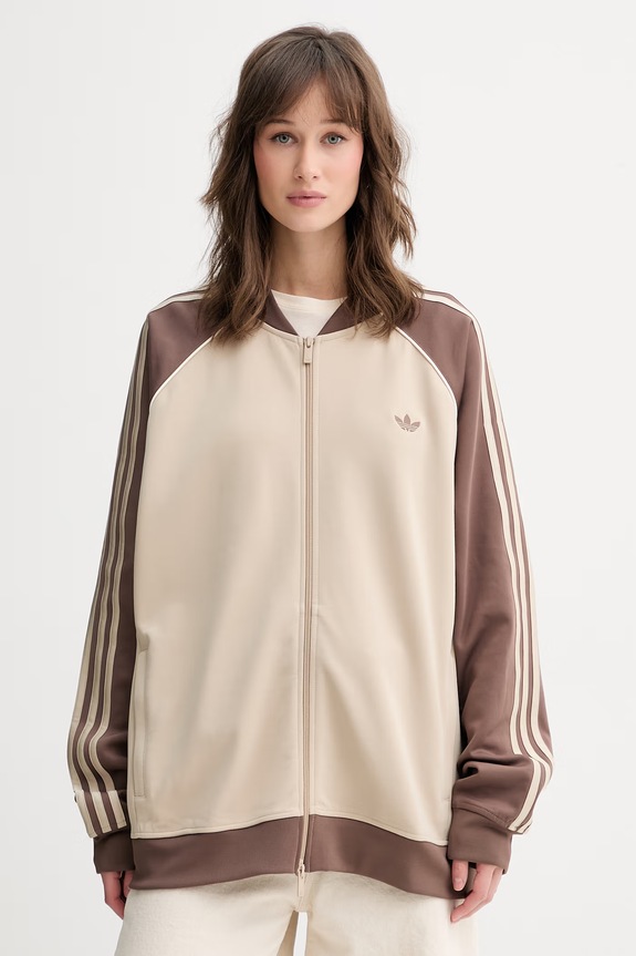 adidas Originals суичър с цип дамски с памук бежов KD8825
