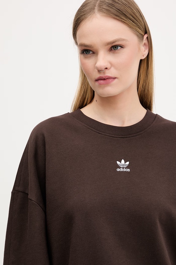 Bombažen pulover adidas Originals rjava KD9120