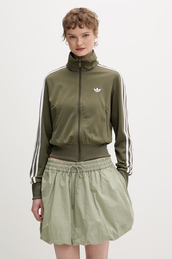 adidas Originals dukserica na zakopčavanje za žene zelena KQ6531