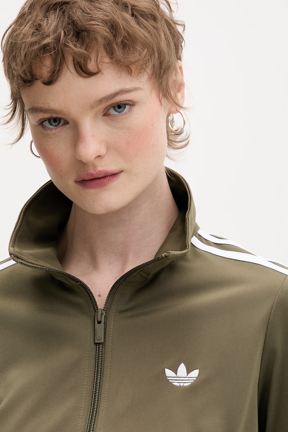adidas Originals dukserica na zakopčavanje za žene zelena KQ6531