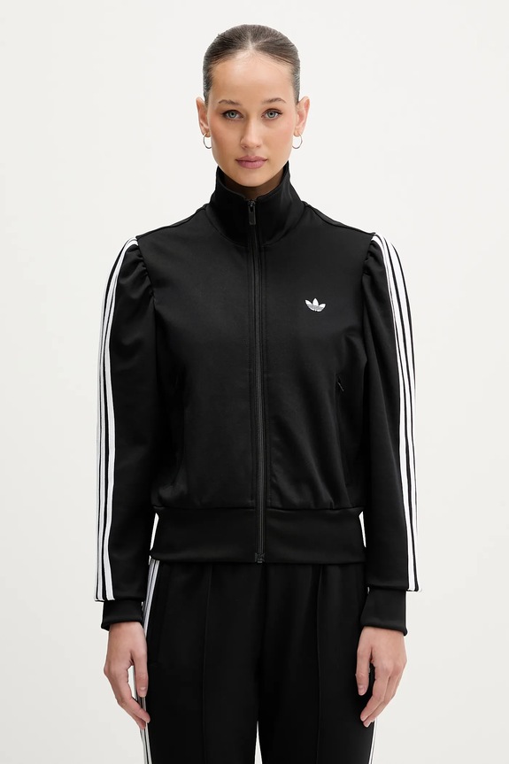 adidas Originals hanorac cu fermoar pentru femei imprimeu negru KS1362