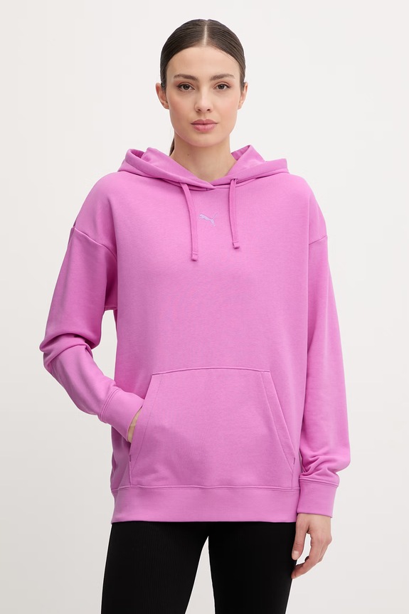 Puma hanorac cu glugă femeiesc cu bumbac Essentials Relaxed roz 692971.D