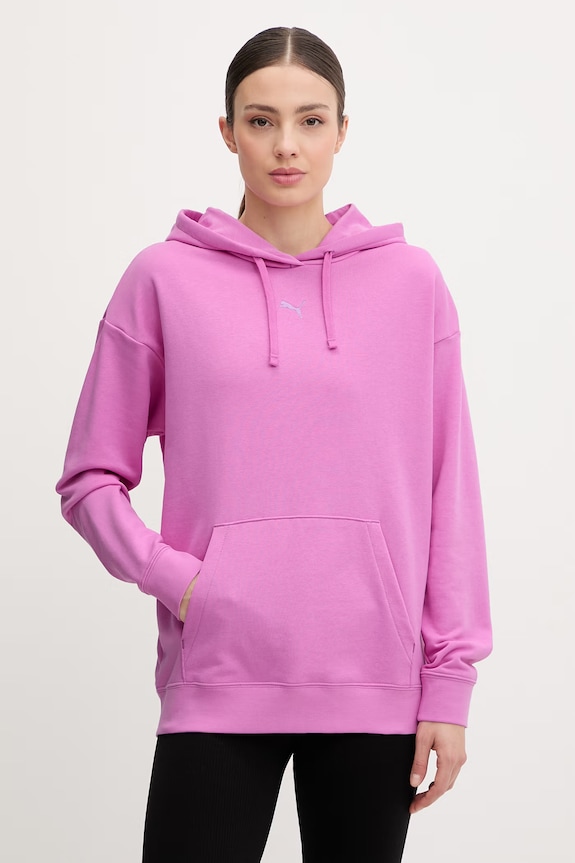 Puma hanorac cu glugă femeiesc cu bumbac Essentials Relaxed roz 692971.D