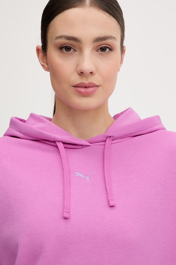Puma hanorac cu glugă femeiesc cu bumbac Essentials Relaxed roz 692971.D