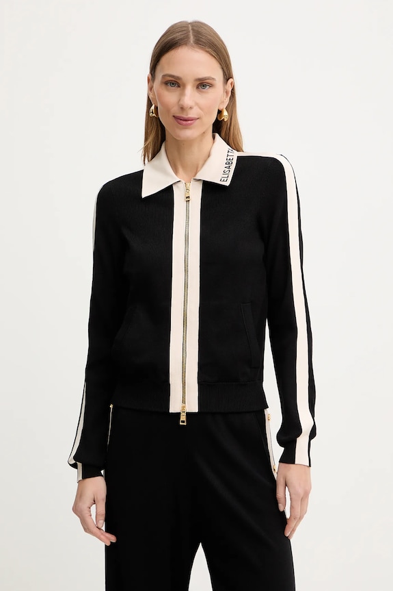 Elisabetta Franchi kardigán mintás fekete MK66S61E2