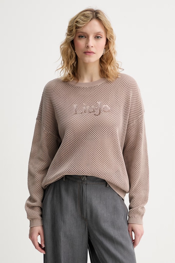 Liu Jo sweter damski bawełniany beżowy TA6111.MS71G