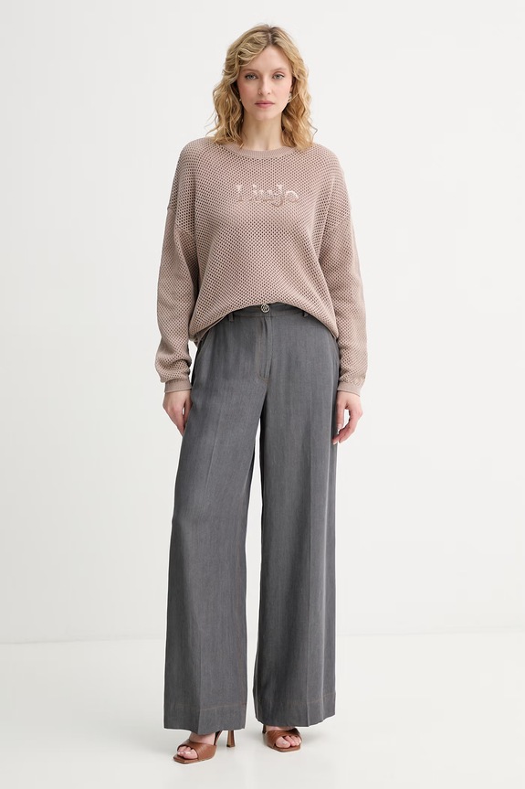 Liu Jo sweter damski bawełniany TA6111.MS71G beżowy SS26