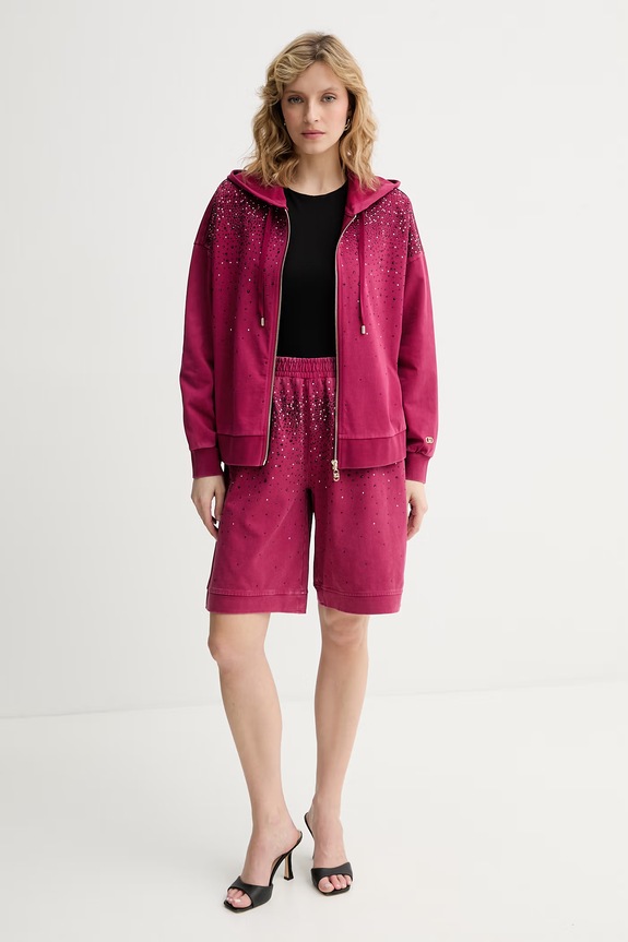 Liu Jo bluza z kapturem damska bawełniana TA6196.JS008 różowy SS26