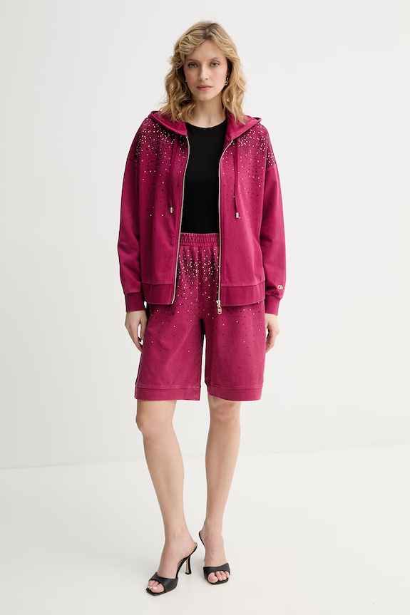 Liu Jo bluza z kapturem damska bawełniana TA6196.JS008 różowy SS26