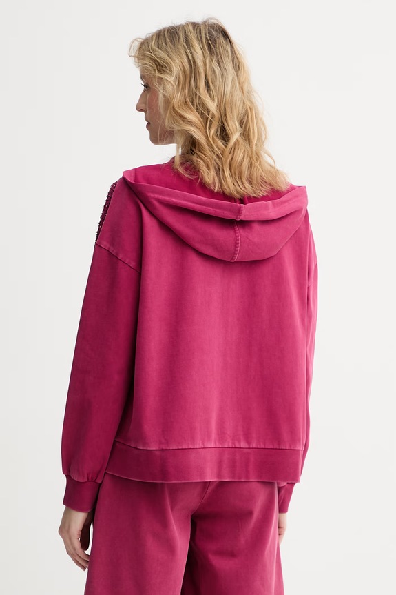 Odzież Liu Jo bluza z kapturem damska bawełniana TA6196.JS008 różowy