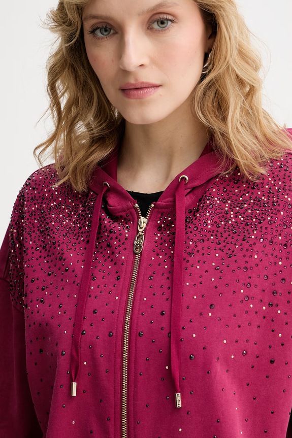 Liu Jo bluza z kapturem damska bawełniana różowy TA6196.JS008