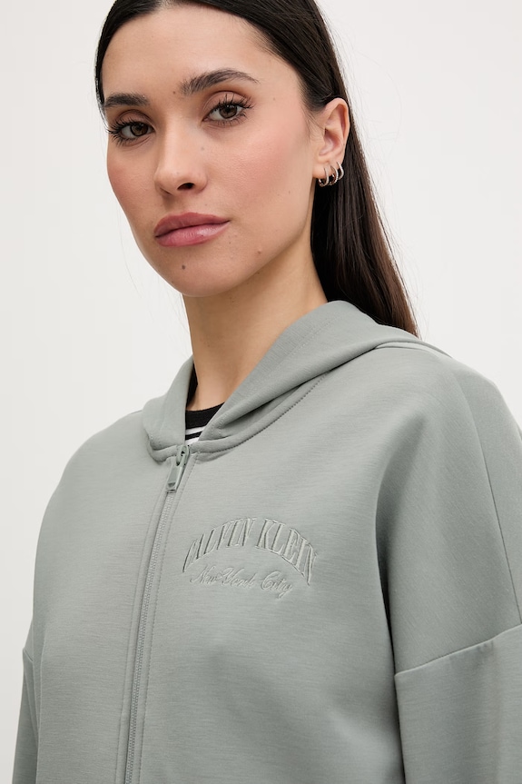 Calvin Klein Performance hanorac cu fermoar și glugă pentru femei verde LVGWS6W318
