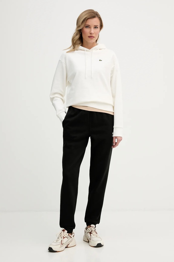 Lacoste bluza z kapturem damska bawełniana SF7612 beżowy SS26