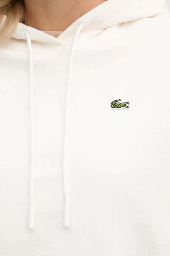 Lacoste bluza z kapturem damska bawełniana SF7612 beżowy