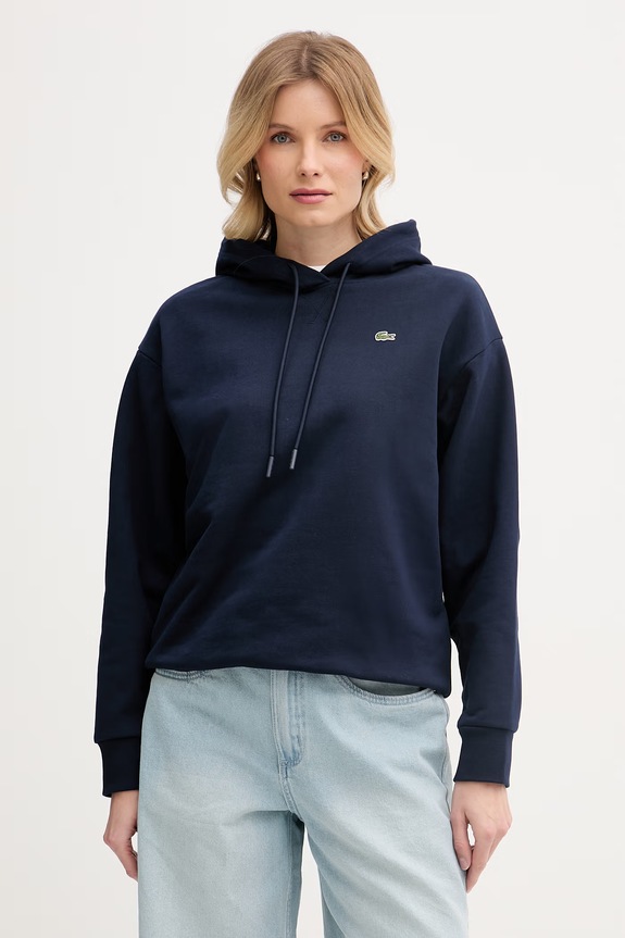 Lacoste bluza z kapturem damska bawełniana bawełna granatowy SF7612