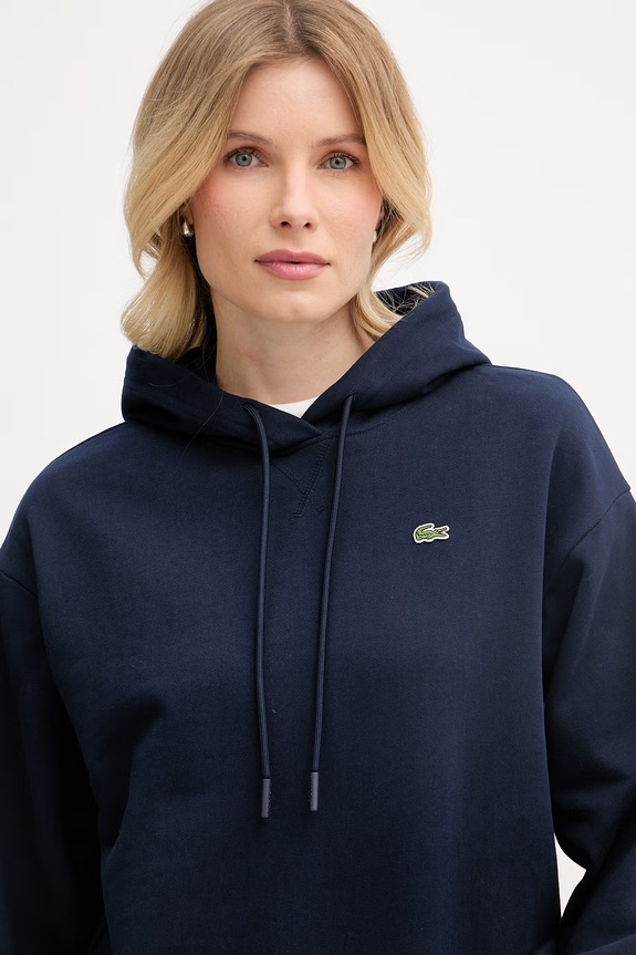 Lacoste bluza z kapturem damska bawełniana granatowy SF7612