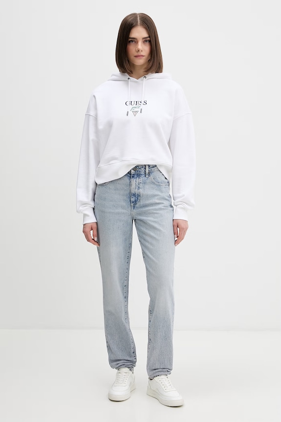 Guess Jeans hanorac de bumbac W6RQ00.K68I4 alb SS26