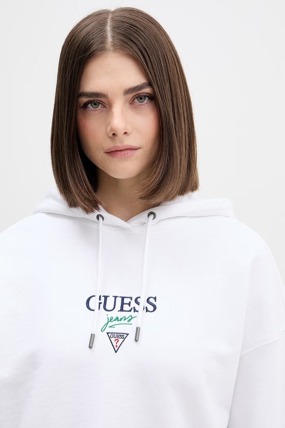 Guess Jeans hanorac de bumbac alb W6RQ00.K68I4