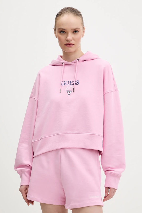 Pamučna dukserica Guess Jeans pamuk roza W6RQ00.K68I4