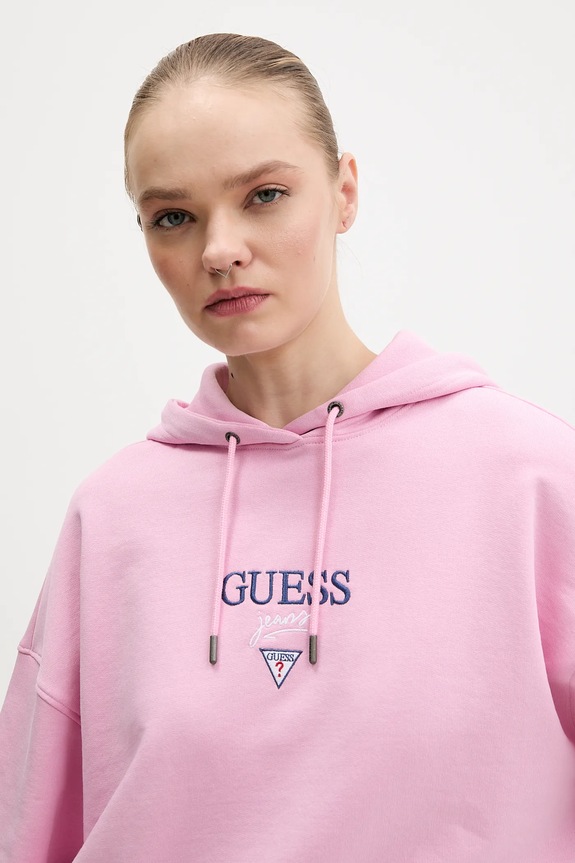 Pamučna dukserica Guess Jeans roza W6RQ00.K68I4