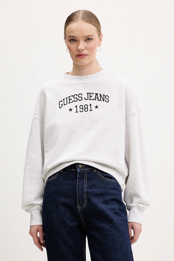 Bavlněná mikina Guess Jeans nášivka šedá W6RQ03.K68I4
