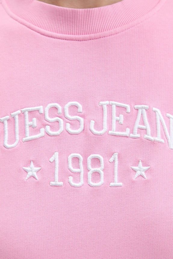 Βαμβακερή μπλούζα Guess Jeans W6RQ04.KCPR1 ροζ