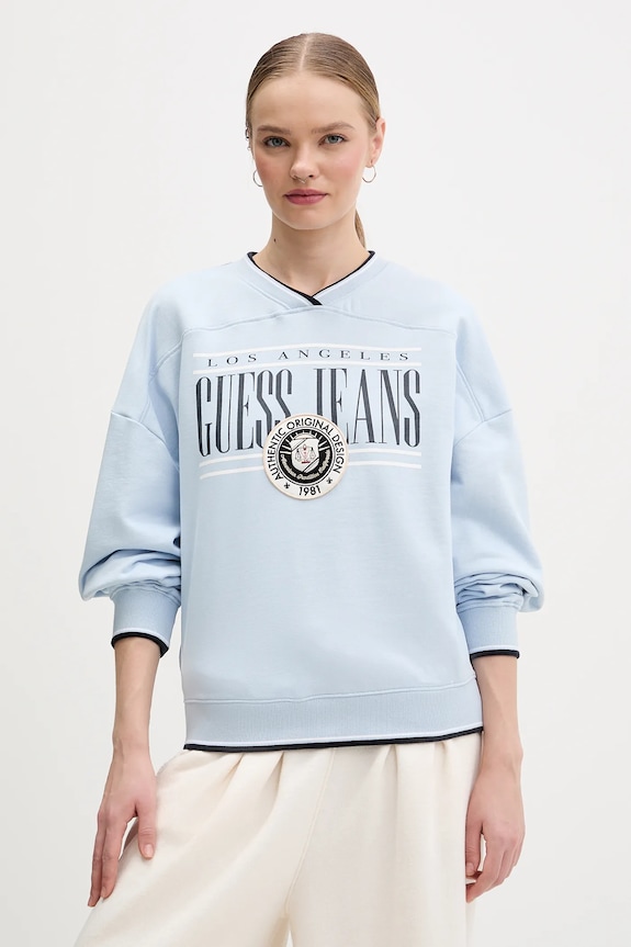 Pamučna dukserica Guess Jeans pamuk plava W6RQ09.K68I4
