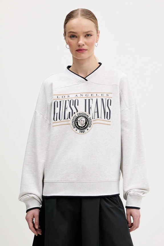 Pamučna dukserica Guess Jeans pamuk siva W6RQ09.K68I4