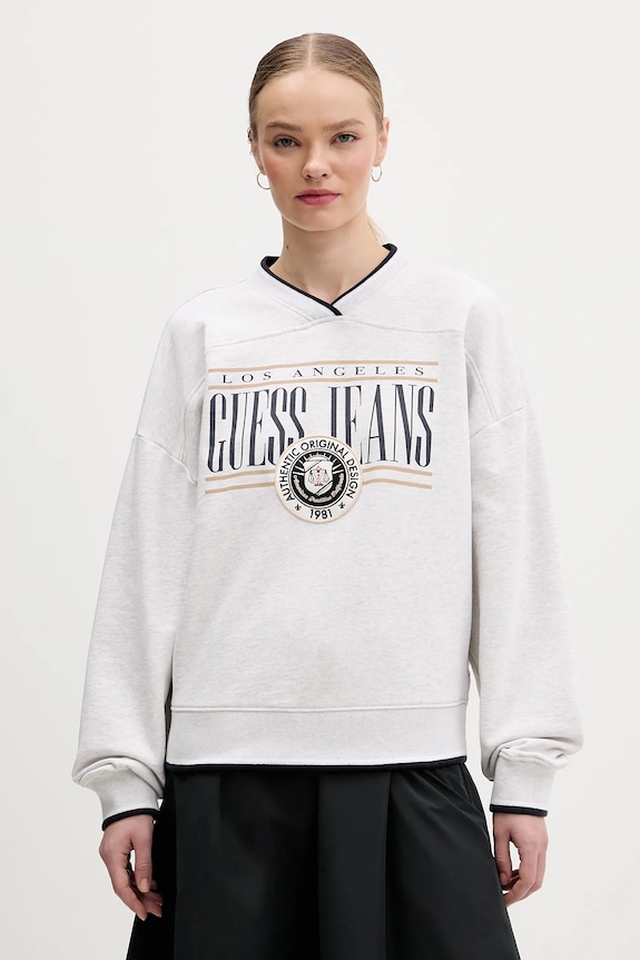 Pamučna dukserica Guess Jeans pamuk siva W6RQ09.K68I4