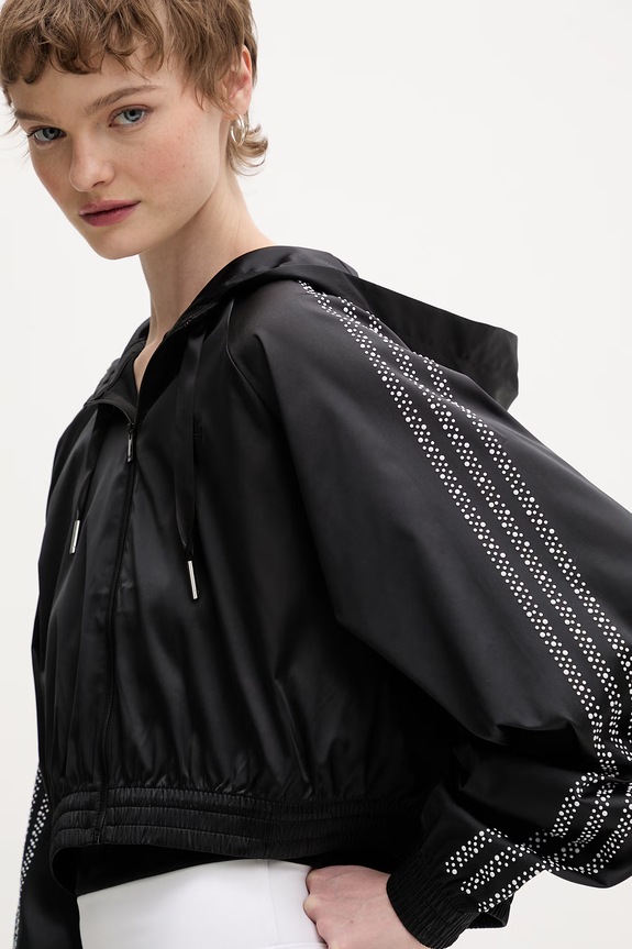 adidas Originals dukserica na zakopčavanje za žene Pearl crna KC7864