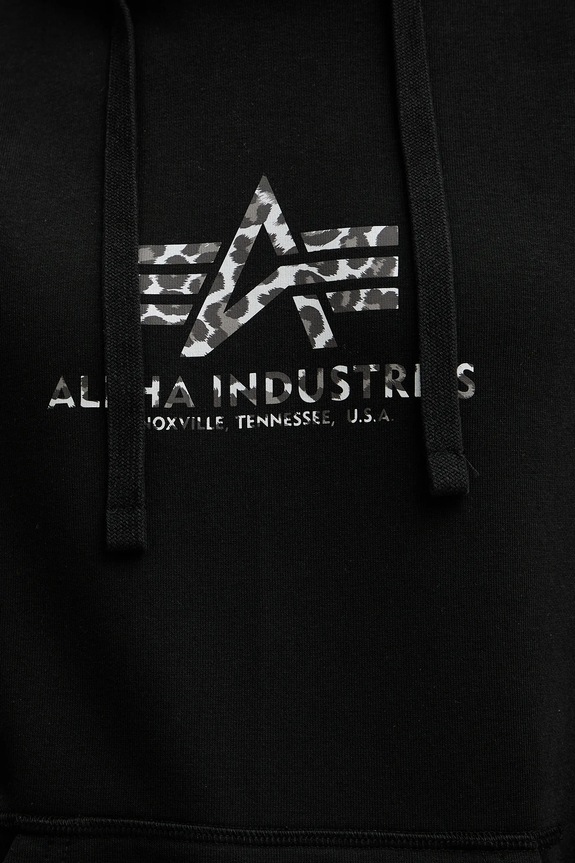 Mikina Alpha Industries Basic Hoodie BL Mirror Leo W 196032ML černá